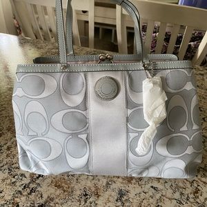New with tags, Coach Signature C Stitch grey handbag.